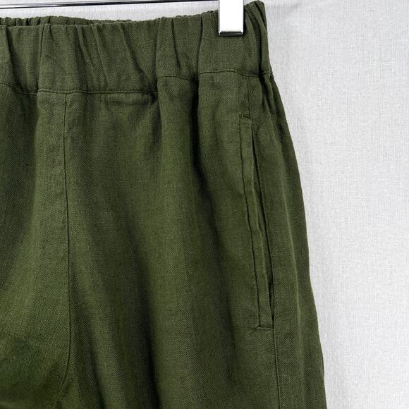 LINENFOX Nova Linen Trouser Womens XXS Olive Green Tapered Pull On Casual Beach - Picture 11 of 13